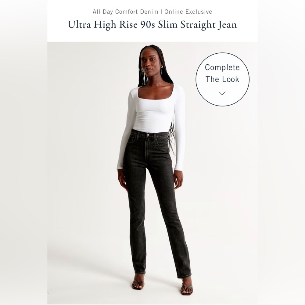 Abercrombie & Fitch Ultra High Rise 90s Slim Straight Jean with Crossover Detail